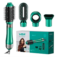 Фен-щетка для волос VGR V-493 Зеленый 4 в 1| Стайлер для укладки волос| Браш для волос| 1000 Вт 2 реж. нагрева