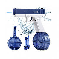 Водный Пистолет Электрический Глок Детский Аккумуляторный + Две Обоймы Glock 18 BB Синий (674)