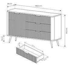 Комод Lante 1 - дверний з 3 шухлядами Чорний / ніжки золото TM Perfect Home Польща, фото 3