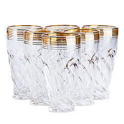 Склянки по 250 мл для готелів та ресторанів набір 6 штук із позолотою подарунковий комплект посуду Lugi