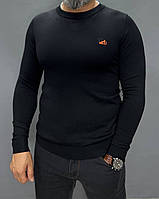 Чоловічий тонкий светр Hermes чорний, брендова кофта для чоловіків fms