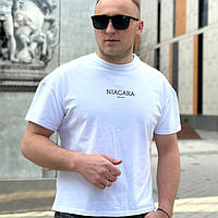 Мужская футболка оверсайз белого цвета с принтом NIAGARA brand 7405