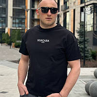 Мужская футболка оверсайз черного цвета с принтом NIAGARA brand 6927