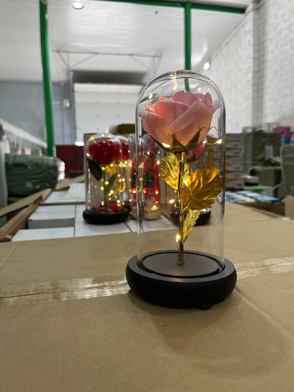 Роза в колбе с LED Маленькая №A54 Розовая ZXC - фото 4 - id-p2194669995