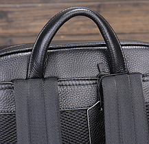 Шкіряний чоловічий рюкзак класичний чорний з натуральної шкіри якісний, фото 4