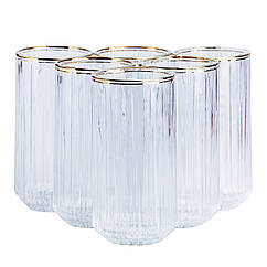 Склянки для лимонадів, соку, води, коктейлів набір 6 (шт) прозорі скляні гарні 380 (мл) Lugi