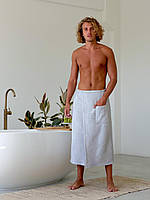 Полотенце банное Мужской килт (парео) для бани сауны, светло-серый 146, Светло-серый, 80