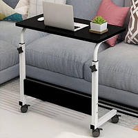 Пересувний стіл для ноутбука з регулюванням висоти, 80х40 см. Чорний Кладовка