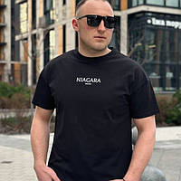 Мужская футболка оверсайз черного цвета с принтом NIAGARA brand 6927