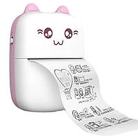 Термопринтер портативный RIAS Mini Printer White-Pink