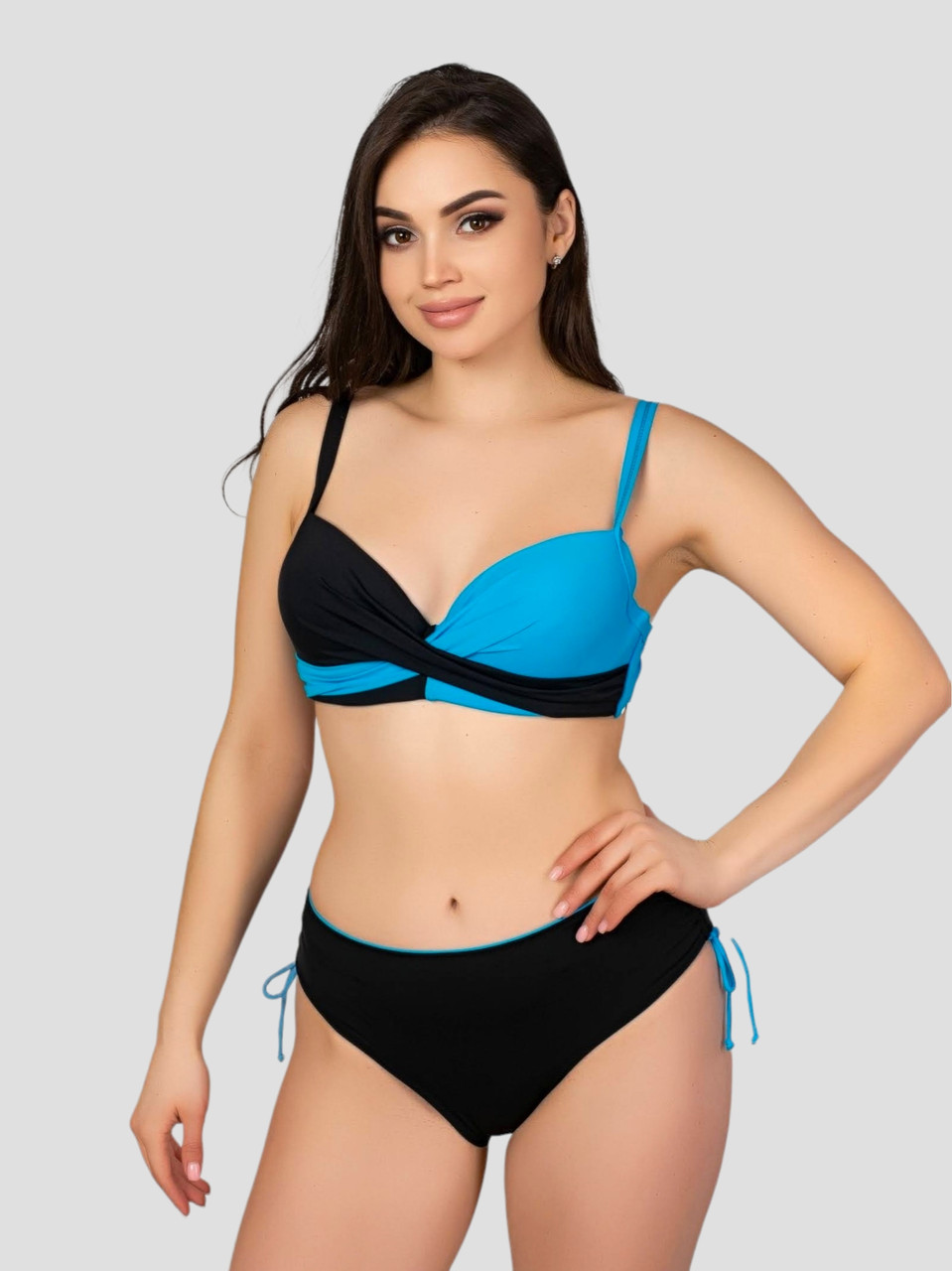 ОПТ Купальник двоколірний Sisianna 39203 46-54 блакитний на 46 48 50 52 54 розмір