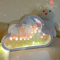 Нічник настільний із тюльпанами світильник у хмарі дзеркало, Приліжковий світильник ZXC