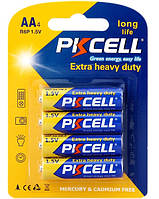 Батарейка солевая PKCELL 1.5V AA/R6, 4 штуки в блистере цена за блистер, Q12/144 d