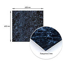 Декоративна ПВХ плита чорний мармур 600*600*3mm (S) SW-00001625, фото 4