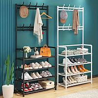 Підлогова вішалка для одягу 4*80 New simple floor clothes rack з полицями та гачками