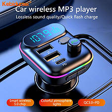 FM-модулятор C29 Car FM Player 2хUSB + Type C Bluetooth, Трансмітер, фото 3