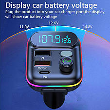 FM-модулятор C29 Car FM Player 2хUSB + Type C Bluetooth, Трансмітер, фото 3