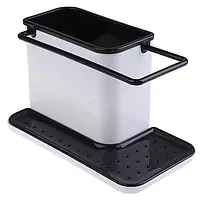 Органайзер на раковину для моющих средств 3in1 Daily Use для щеток, губок, мыла и полотенец Черно-белый ZXC