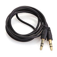 Кабель AUX Audio DC3.5 папа-папа 5.0м, GOLD Stereo Jack, (круглый) Black cable, Пакет Q200 d