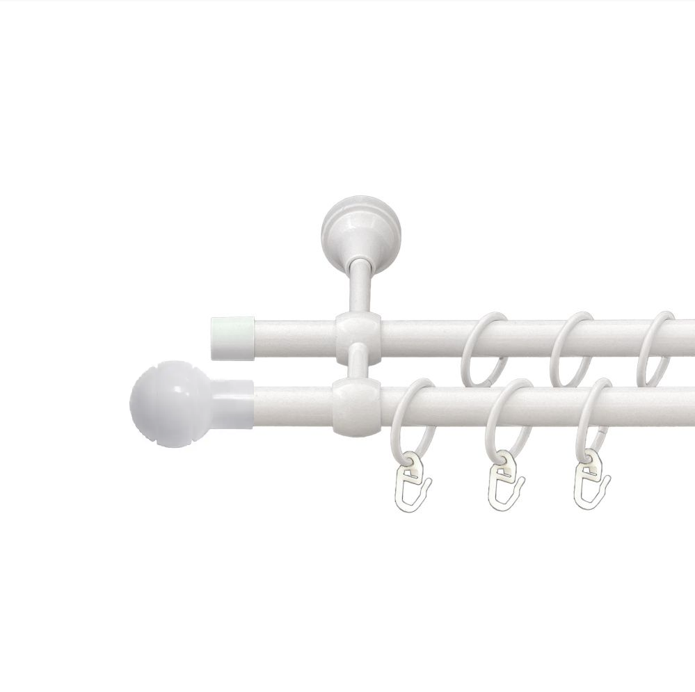 Карниз металевий Біла Куля подвійний трубчаста 16мм посилений для важких штор, фото 1