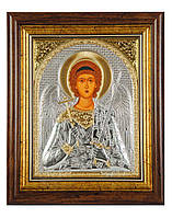 Серебряная Икона Ангел Хранитель 30,5х28,5см в прямоугольном киоте под стеклом