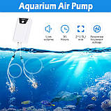 Повітряний насос для акваріума Petbank USB 2600 мАг, безшумний акваріумний Bubbler, фото 5