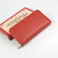 Шкіряний червоний жіночий гаманець Balisa на блискавці, Класичний жіночий портмоне з натуральної шкіри на змійці