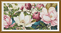 Набір для вишивки на канві з фоновим зображенням "Квітнуть квіти" СР1522