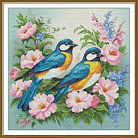 Набір для вишивки на канві з фоновим зображенням "Квіткові пташки" СР2308