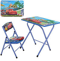 Детская парта стол со стульчиком Раскладной детский столик парта со стулом Тачки NJ-493 (В013007)