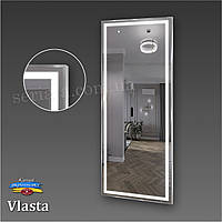Зеркало настенное VLASTA в алюминиевой серой раме, с подсветкой LED 120х60 см