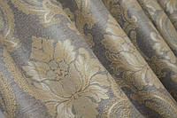 Шторная ткань, лен, коллекция "Корона Мария". Высота 2.8 м. Цвет темно-серый с золотистым. Код 1265ш