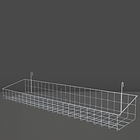 Корзина сетчатая навесная 93 х 20 см борт 8 см на торговую сетку Корзина - Полка металлическая белая на сетку