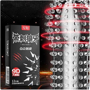 Презервативи ребристі 9D Wolf Tooth з пролонгуючим ефектом 12 шт.