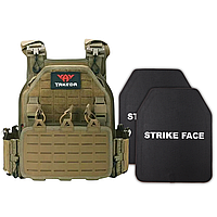 Бронежилет 6 класу Yakeda PRO Cordura 1000D 2,9 кг Койот із системою швидкого скидання MOLLE + 16 підсумків