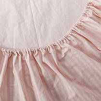 М'яке натяжне простирадло на ліжко на гумці бавовняне (160*200*25) однотонне персикове в смужку, фото 4