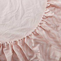 Натяжне щільне простирадло рожеве на гумці двоспальне (140*200*25) бавовняне однотонне ромб персиковий, фото 4