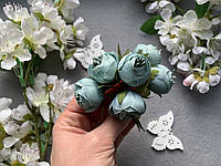 Декоративные цветочки ранункулюс 2,5-3 см 6 шт/уп. бирюзового цвета
