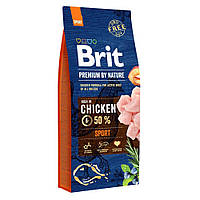 Сухой корм для активных собак всех пород Brit Premium Sport 15 кг (курица) d