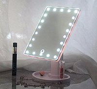 Зеркало для макияжа с подсветкой (Розовое) (зеркало с лед подсветкой, настольное зеркало, LED зеркало) R