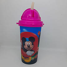Стакан непроливайка із силіконовою трубочкою 500 мл. кружечка дисней, фото 3