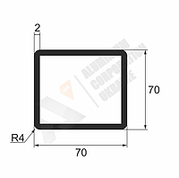 Алюминиевая труба 70х70х2 мм (R4) - без покрытия (03-0284)