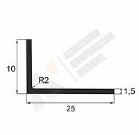 Алюминиевый уголок 25х10х1,5(R2) мм - без покрытия (17-0055)