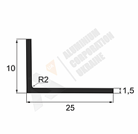 Алюминиевый уголок 25х10х1,5 (R2) мм - анодированный (18-0055)