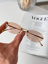 Сонцезахисні жіночі окуляри овальні вузькі бежеві