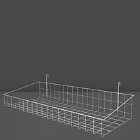 Корзина сетчатая навесная 93 х 30 см борт 8 см на торговую сетку Корзина - Полка металлическая белая на сетку
