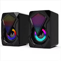 Качественные маленькие музыкальные акустические мини-колонки X2 с rgb подсветкой для пк компьютера ноутбука