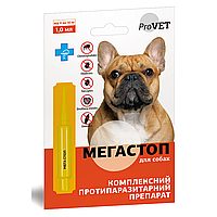 Краплі на холку для собак ProVET Мега Стоп від 4 до 10 кг, 1 піпетка (від зовнішніх та внутрішніх паразитів) d