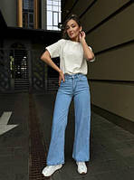 Жіночі брюки штани джинси Палаццо 0028 широкі кльош блакитні (27, 28, 29, 30, 31, 32, 33 розміри) Туреччина 28