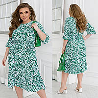 Жіноча сукня прямого крою великого розміру зелене